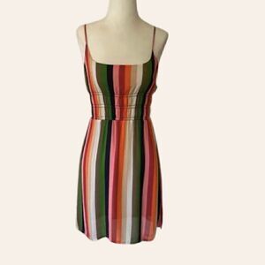 Reformation Rainbow Striped Slip Dress Size XS